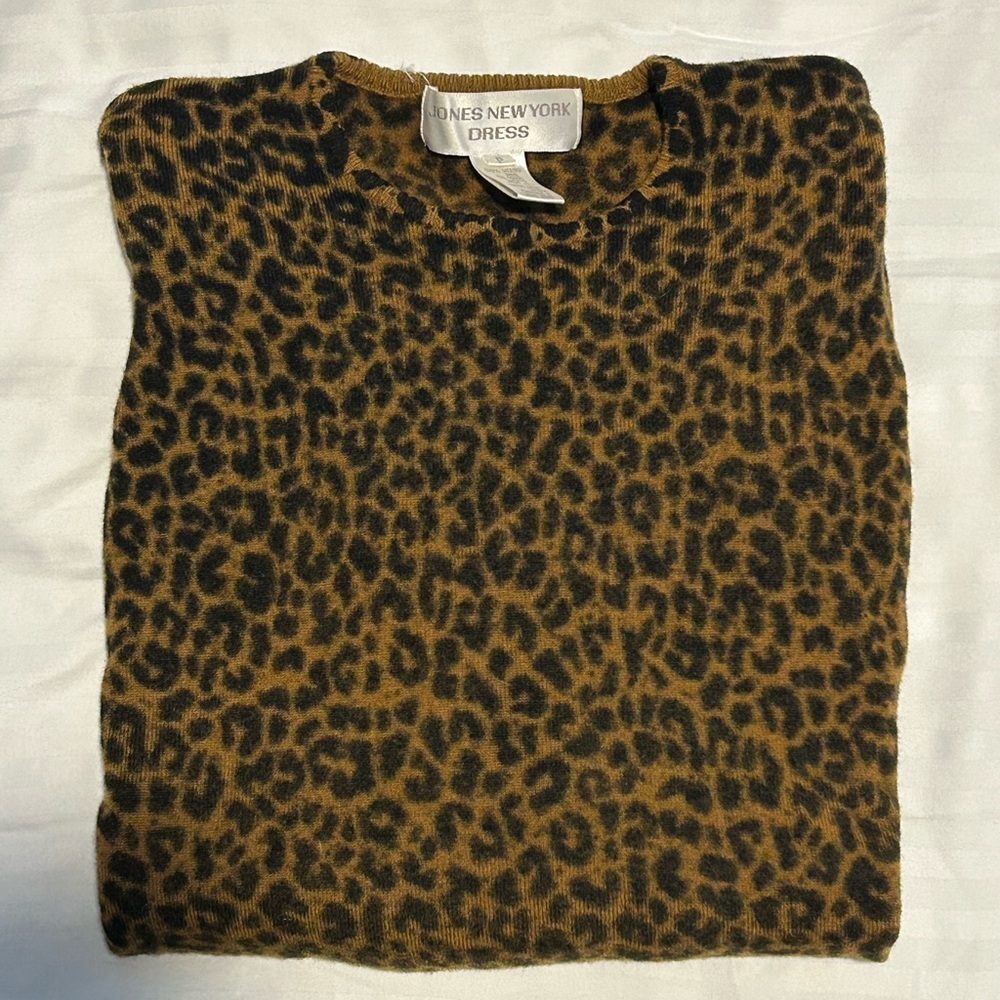 Vintage Leopard-print Merino Wool Sweater